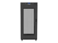 Szafa instalacyjna rack stojąca 19" 27U 600x800 czarna drzwi perforowane lcd Lanberg (flat pack) v2