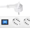 Listwa zasilająca DUOVERSAL plus 3=6, z wyłącznikiem, płaska wtyczka, biały, 1,4 m H05VV-F 3G 1,5 mm²