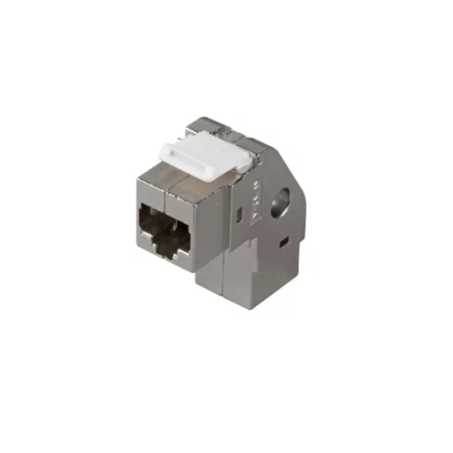 Adapter RJ45 kat. 6A STP Keystone Snap-In 90° kątowy metalowa obudowa