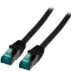 Patchcord RJ45 S/FTP kat. 6A LSZH czarny 0,25m