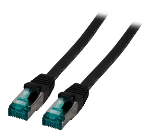 Patchcord RJ45 S/FTP kat. 6A LSZH czarny 0,25m