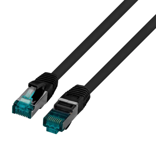 Patchcord RJ45 S/FTP kat. 6A LSZH czarny 0,25m