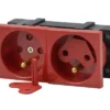 Gniazdo elektryczne z blokadą 2x230V, czerwone, z kluczami