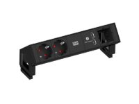 DESK2 listwa zasilająca 4M, 2x 230V(schuko) + 1x ładowarka USB-A podwójna + 1x pusty moduł, kolor czarny, Bachmann 902.602