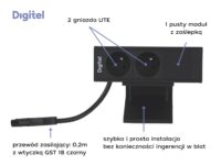 Digitel DESK UP mediaport 3M, 2x230V + 1x pusty moduł, czarny