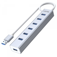 Unitek Y-3090, aktywny hub 7x port USB-A 3.0, wtyk USB-A, z zasilaczem