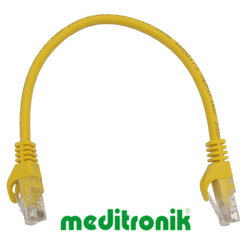 Patchcord UTP miedziany kat.6 (klasa E) linka żółty dł.0,25m kabel nieekranowany LAN RJ45