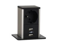 Digitel POP UP mediaport wysuwany, 1x230V + ład. USB A/A 12W, kabel 2m, czarny