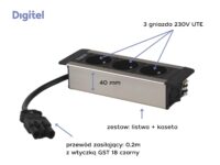 Digitel SLIM FRAME zestaw kaseta+listwa 3M, 3x230V, czarny/aluminium