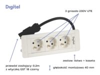 Digitel SLIM FRAME zestaw kaseta+listwa 3M, 3x230V, biały